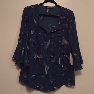 Navy Blouse with Gold Details NWT